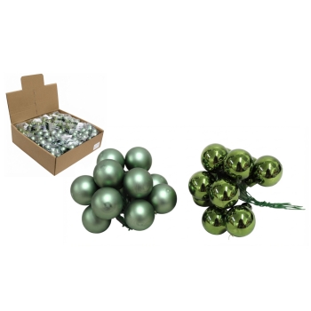 Bombki szklane na druciku 2 cm 12 szt HG20B (zielone)